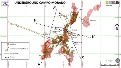 LUCA DRILLS 37 METRES OF 6 G/T GOLD, 370 G/T SILVER AND 6% ZINC AT CAMPO MORADO (CNW Group/Luca Mining Corp.)